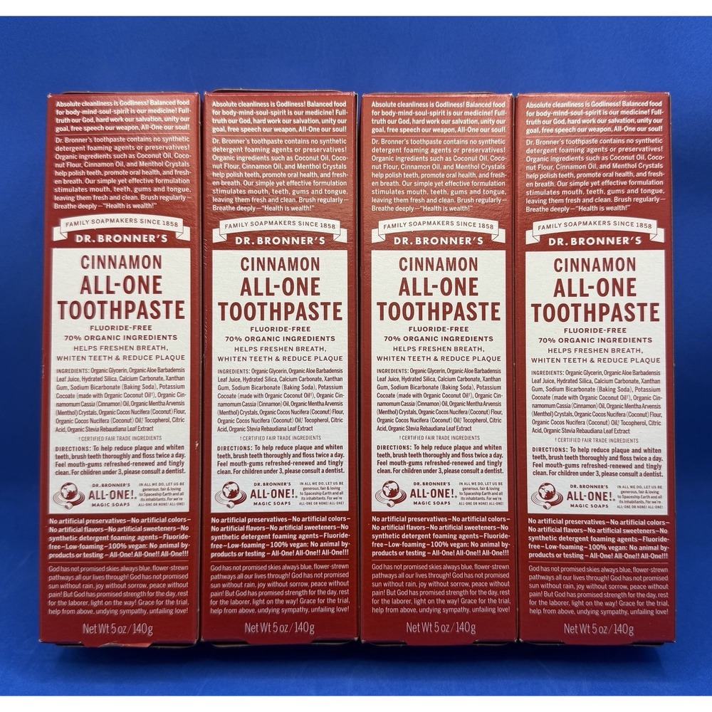 3 Pack! Dr Bronner's Cinnamon Organic All-One Toothpaste 5 oz. Fluoride Free